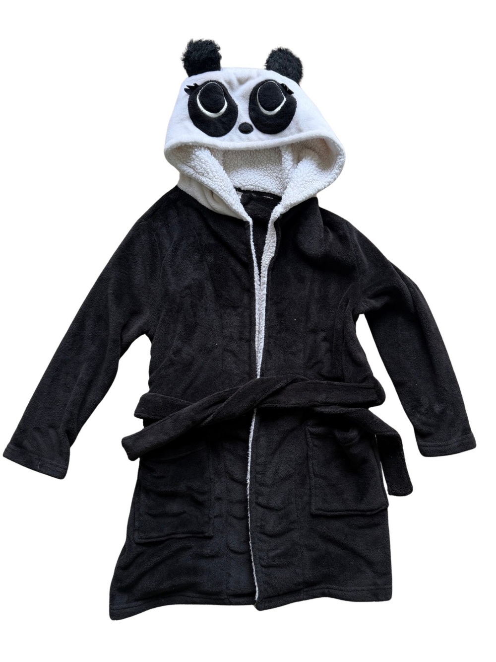 Forever 21 Kids Panda Hooded Robe - Black and White